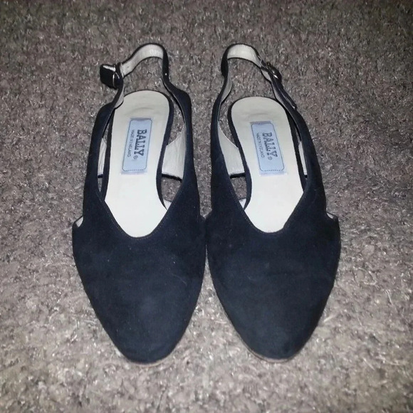 BALLY ENGLAND-Black Suede Slingback Sandals with Cut-Out Detail-8.5AA-Excellent - Picture 3 of 7